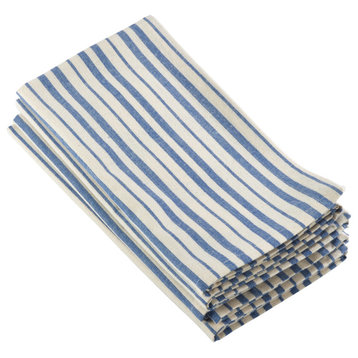 Dauphine Collection Striped Design Dinner Napkin, Set of 4, French Blue