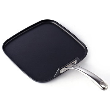 Cooks Standard Hard Anodized Nonstick Square Griddle Pan, 11"x11", Black