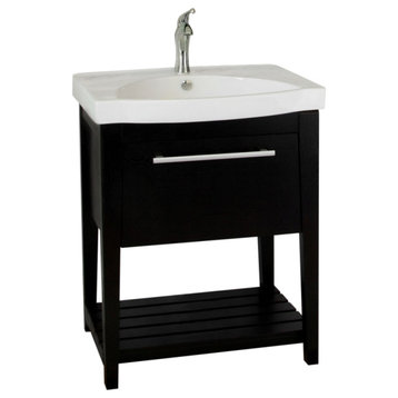 27.5" Single Sink Vanity, Wood, Black
