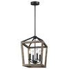 Gannet Small Chandelier, Weathered Oak Wood/Antique Forged Iron