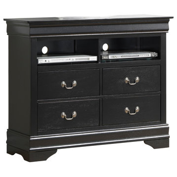 Louis Phillipe Black 4 Drawer Chest of Drawers (42 in L. X 18 in W. X 35 in H.)