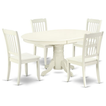 East West Furniture Avon 5-piece Dining Set w/ Vertical Slatted Chairs in White