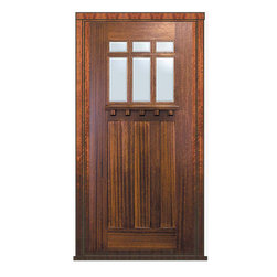 Prehung Single Door 80 Wood Mahogany Craftsman 6 Lite TDL Glass - Front Doors