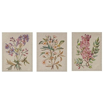Madison Park Linen Botanicals Printed Linen Canvas, 3-Piece Set