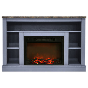47" Electric Fireplace Heater, 1500W Charred Log Insert and A/V Storage Mantel