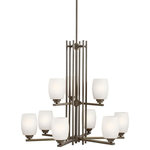 Kichler Lighting - Kichler Lighting 1897NIL18 Eileen - 30" 90W 9 LED 2-Tier Chandelier - This 9 light, 2 tier chandelier from the Eileen Collection features a clean, straight linear construction with simple glass for a style that is as unique and contemporary as Eileen Gray. The fresh, weightless elegance of our Chrome finish complements the white etched glass perfectly to give the Eileen Collection the added ambiance that is ideal for today's ever-evolving aesthetic. This fixture features LED Light Bulbs which are Energy-Star certified.