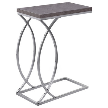 HomeRoots 18.25" x 10.25" x 25" Grey Mdf Laminate Metal Accent Table