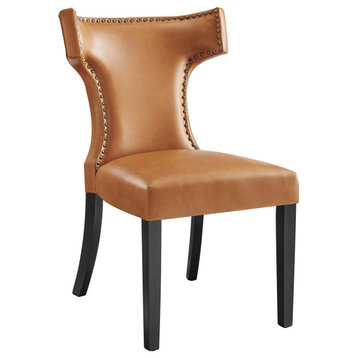 Curve Vegan Leather Dining Chair, Tan