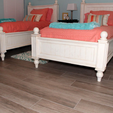 Porcelain Wood Planks in Master Bedroom & Bath, and Guest Bedroom