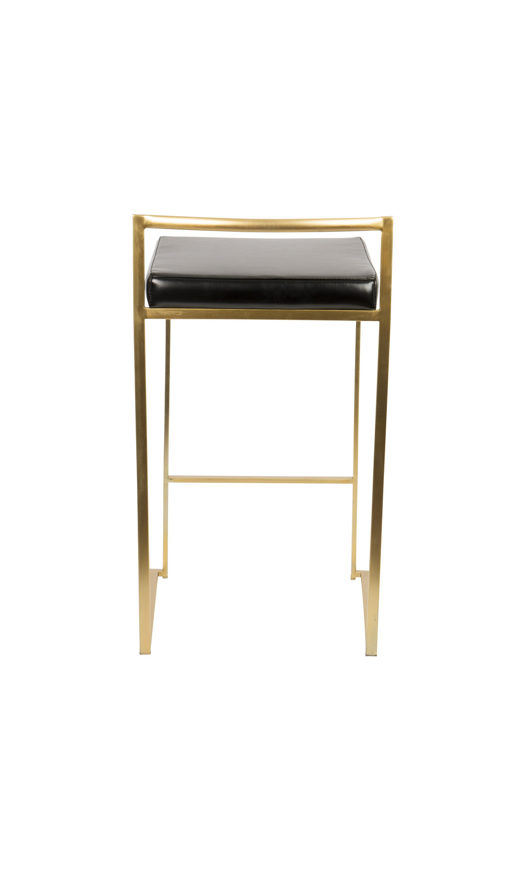 Lumisource Fuji Counter Stool, Gold With Black Faux Leather, Set of 2
