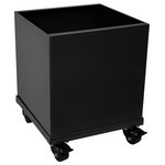 Nice Panter - Square Aluminum Planter on Casters, Black - Planters are shaped from metal by skilled craftsmen utilizing precise folding of the metal to create a planter that uses no welding during the manufacturing process and assembles into a rectangular shape from five panels. Planter panels interlock together to form incredibly solid plant container that can accommodate large plants. Most of all, the planter is simple, modern and minimalistic. Aluminum planters are powder coated to provide a vibrant durable finish.  The planter is crack proof, frost proof, pest proof and rust proof.