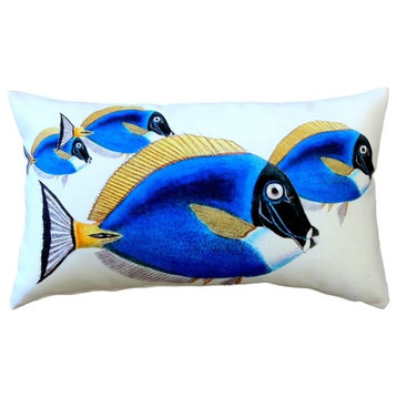 Pillow Decor - Blue Surgeonfish Fish Pillow 12x20
