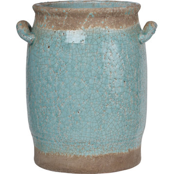 Candia Ceramic Vase Pake Turquoise 10x8x12"
