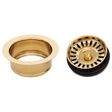 3.5" Deluxe Garbage Disposal Drain With Basket Polished Brass