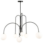 Artcraft Lighting - Comet 6 Light Chandelier, Semi Matte Black - A perfect compliment to any environment is the airy and clean looking "Comet" collection. This series can definitely be a focal point but not distracting. This collection features thin matte black arms and spherical white glassware. This glass is illuminated by bright G9 LED bulbs. 6 light chandelier shown but also has a stunning double type matching pendant.