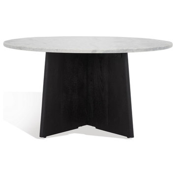 Safavieh Couture Madilynn Round Wood Coffee Table, Black/Light Grey