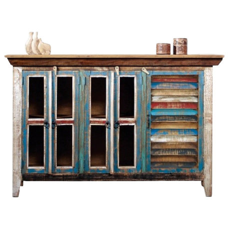 La Boca Solid Wood Curio Cabinet, TV Credenza