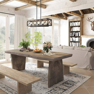 Dining room idea table chandelier hanging wooden frame lamp