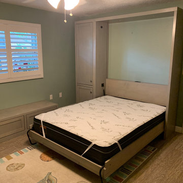 Real Wood Shaker 9 Flat Panels Murphy Wall Bed with Fold Down Hidden Desk