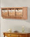 Contemporary Wall Mounted Coat Rack, Wood With Wicker Baskets and Hanger Hooks