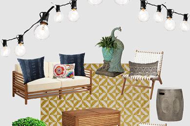 Example of an eclectic backyard patio design in Other with decking and no cover