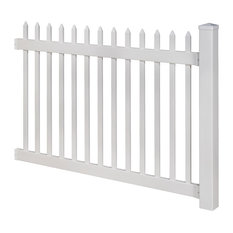Nantucket Vinyl Picket Fence w/Post and No-Dig Steel Pipe Anchor Kit