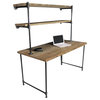 Reclaimed Wood Desk, 2 Shelves, Wall Attach, Raw, 60"x30"