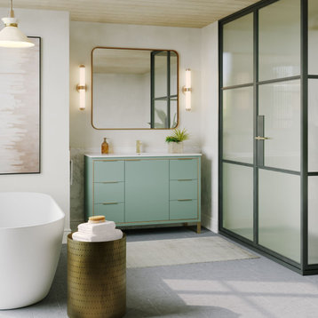 The Bradford Bathroom Vanity, Green, 48", Single Sink, Freestanding