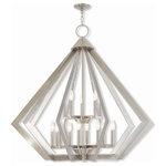 Livex Lighting - Livex Lighting 40928-91 Prism - Fifteen Light 2-Tier Foyer - Influenced by modern industrial style, the Prism pPrism Fifteen Light  Brushed Nickel *UL Approved: YES Energy Star Qualified: n/a ADA Certified: n/a  *Number of Lights: Lamp: 15-*Wattage:60w Candelabra Base bulb(s) *Bulb Included:No *Bulb Type:Candelabra Base *Finish Type:Brushed Nickel