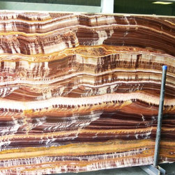 Golden Violet Onyx slab - Indoor Fireplaces
