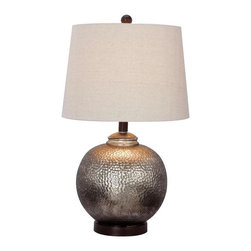 24 in. Antique Brown Mercury Glass and Oil-Rubbed Bronze Metal Table Lamp - Table Lamps