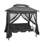 vidaXL Outdoor Chair with Gazebo Outdoor Swing Bench for Porch Anthracite Steel