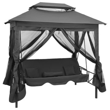 vidaXL Outdoor Chair with Gazebo Outdoor Swing Bench for Porch Anthracite Steel