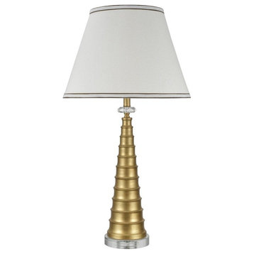 40051, 30" High Metal Table Lamp, Gold With Crystal Base
