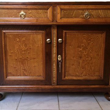 German Mahogany and Birdseye Maple Console