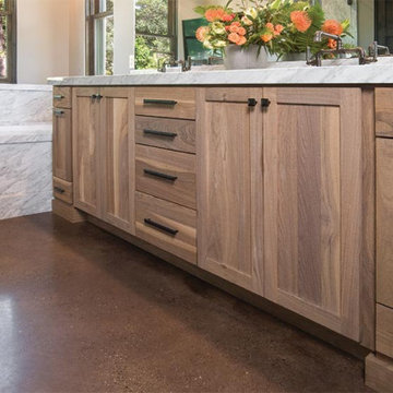 Natural Walnut Vanity with Marble Surround
