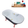 60" Streamline N105PNK-GLD Soaking Clawfoot Tub and Tray With External Drain