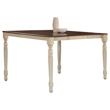 French Country Dining Table, Rectangular Top With Butterfly Leaf, Buttermilk/Oak