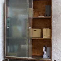 Wilkinson Reclaimed Scaffolding Board Stationery Cupboard with Glass Doors - Storage Cabinets