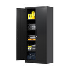 GangMei Metal Storage Cabinet with Locking Doors and Adjustable Shelves in Black