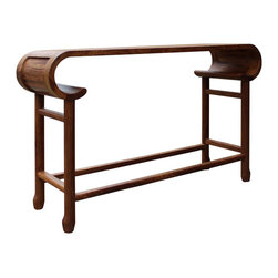 Chinese Light Brown Rosewood Entryway Console Foyer Altar Table - Console Tables