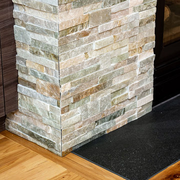 Complete home remodel with custom IKEA storage and relocation of fireplace