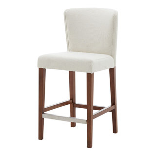 Timo Swivel Counter Height Barstool With Wood Base Cream