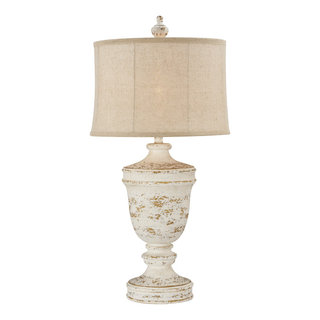Chrissy 34.5" Table Lamp with Linen Shade, Cottage White (Set of 2 ...