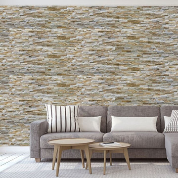 Dining room with Golden Star Unitek Natural Stone Wall Panels