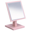 Pink Rectangle Makeup Shaving Tabletop Mirror