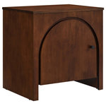 Modway - Appia Arched Door Nightstand - Walnut - Elevate your bedroom with the Appia Arched Door Nightstand, a blend of modern design and timeless functionality. Crafted from durable MDF and adorned with a mango wood veneer, this small nightstand features a mid-century wood grain that brings organic warmth to any bedroom setting. The nightstand's arched door, an ode to contemporary elegance, opens to reveal a spacious open cabinet, offering convenient storage for bedside essentials. This versatile 1 door nightstand transcends its role as merely a bedside table, effortlessly serving as a modern accent table, or even a stylish side or end table in the living room or lounge area. Boasting non-marking adjustable levelers, the Appia Nightstand grants stability and floor protection. Suitable for various spaces, from bedrooms to living areas, this wood nightstand is designed to complement an elevated decor style. Enhance your bedroom furniture with this arched nightstand designed for everyday use. Assembly Required. Tabletop Weight Capacity: 150 lbs.Set Includes:One - Appia Arched Door Nightstand