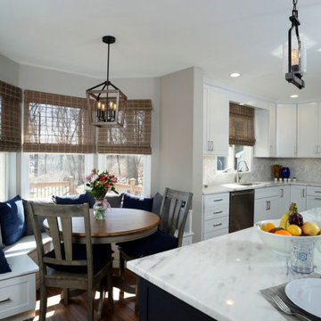 Bethlehem Township, PA- Dark Kitchen Island With White Cabinets