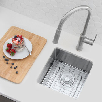 15 inch Undermount Single Bowl 18 Gauge Stainless Steel Bar Sink S-317G