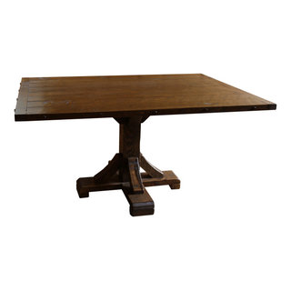 Barnwood Style Timber Peg Pedestal Dining Table, 36" X 36" - Traditional - Dining Tables - by ...